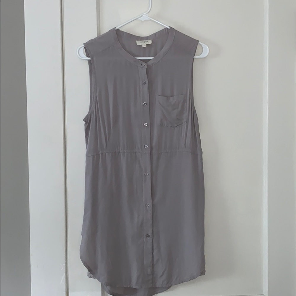 Tunic length gray top